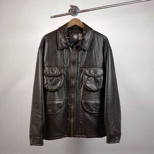 Emporio GIV Leather Zip-Up Jacket
